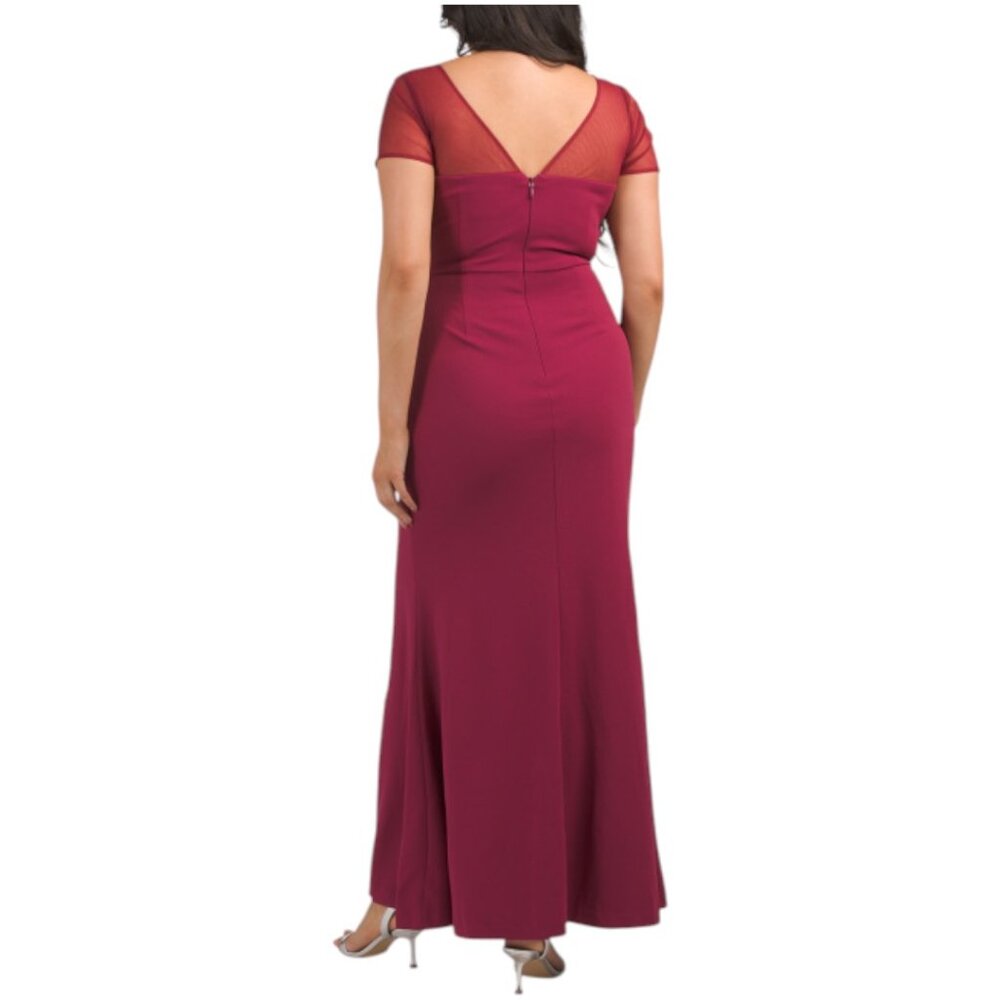 JS COLLECTIONS Short Sleeve Illusion Gown - Picture 4 of 4